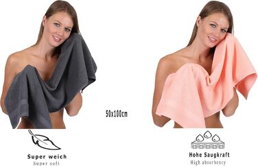 Комплект рушників Betz Palermo 6 шт: 2 банних 70x140 см, 4 рушники 50x100 см, сауна-рушник, антрацит/абрикос