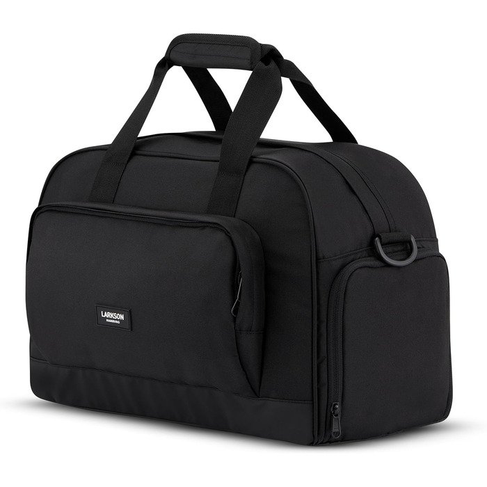 Larkson Weekender Finja Medium чорна дорожня сумка для жінок і чоловіків з відділенням для взуття, ручна поклажа, водовідштовхувальна, із переробленого PET