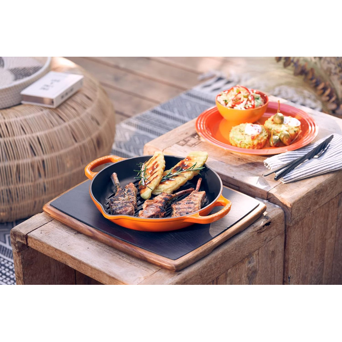 Сковорода гриль LE CREUSET Signature, 25 см, чавун, червона, для всіх плит та духовок
