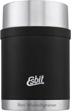 Термос для їжі Esbit Sculptor з гравіюванням, нержавіюча сталь, BPA-free, чорний/срібний, 500/750/1000 мл, для гарячих і холодних страв, супів та салатів