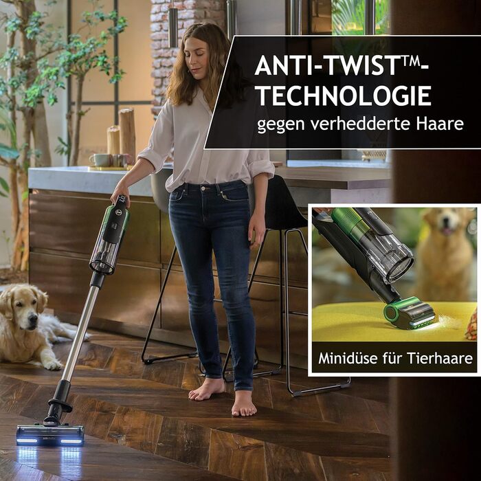 Бездротовий пилосос Hoover HF9 PET для шерсті тварин, 2 акумулятори, до 60 хв роботи, потужний, без мішка, LED-підсвітка, антизакручувальна насадка