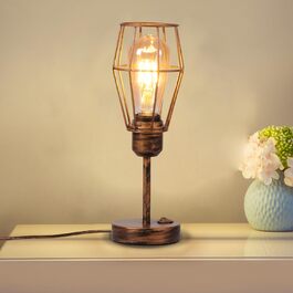 Настільна лампа TWSXTE E27, металевий каркас, LED, ретро-вінтаж, індустріальний стиль, для спальні, письмового столу, без лампочки, шестигранна