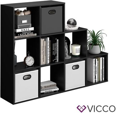 Сходова етажерка Vicco, чорна, 142.2 x 107.8 см – стелаж для зберігання