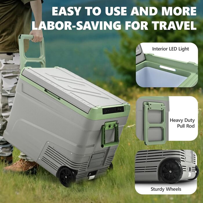 Автомобільний холодильник EUHOMY 40L компресорний (-20℃~20℃) з Wi-Fi, режимами ECO/MAX, захистом батареї та низьким рівнем шуму (до 45 дБ). 12/24V, 100-240V