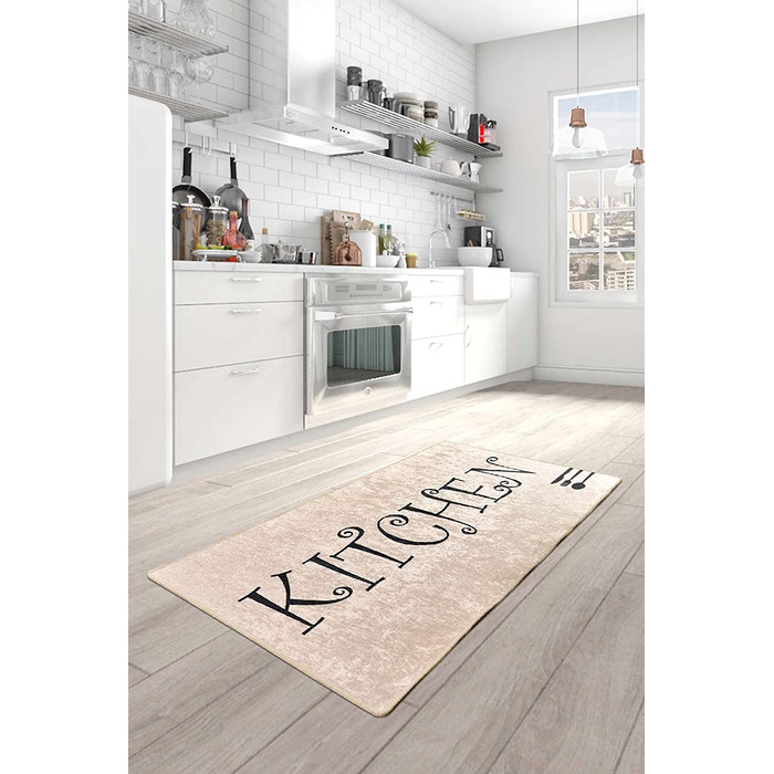Килимок для кухні miqna, чорний, нековзний, праний, 80x150 см, дизайн Spoon