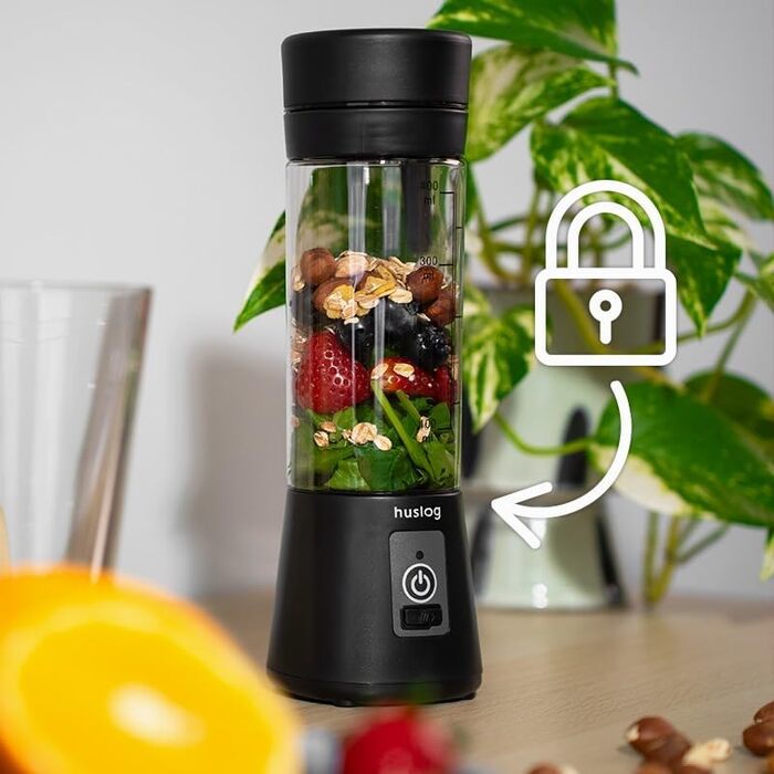 Блендер для смузі Philips HUS1025 500W з пляшкою Blend & Go 600мл, 2 швидкості, чорний