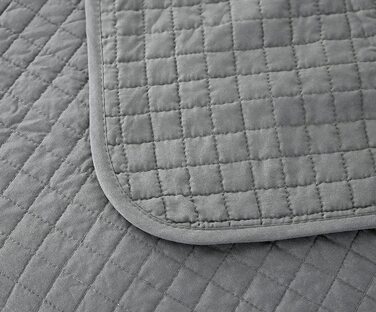 Покривало WOLTU 170x210 см, стьобане, двостороннє, сіре, патчворк, для двоспального ліжка, щільність 360 GSM