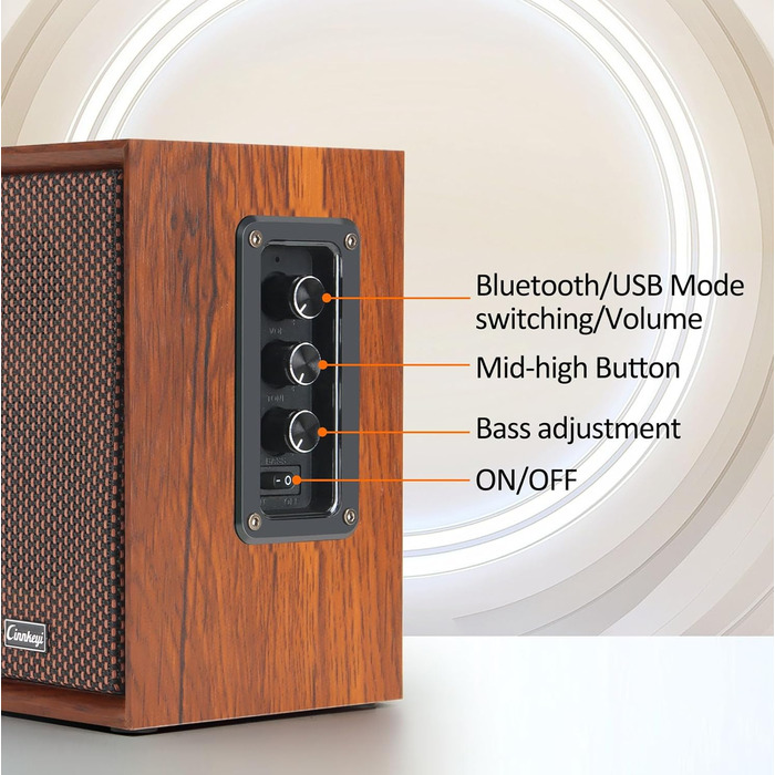 Дерев'яні колонки для ПК 2.0 40W – потужний бас, Hi-Fi, USB/Bluetooth, DSP, для ноутбука та комп'ютера