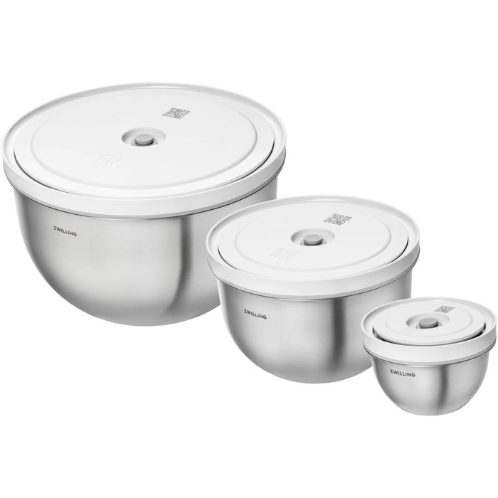 Набір ZWILLING Fresh & Save: контейнери для зберігання продуктів з вакуумним насосом, 9 шт., нержавіюча сталь, M-18 см, L-24 см