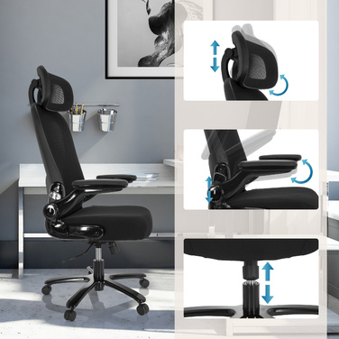 Надміцне крісло / офісне крісло INSTRUCTOR SW I PRO - XXL сітка / тканина чорна hjh OFFICE