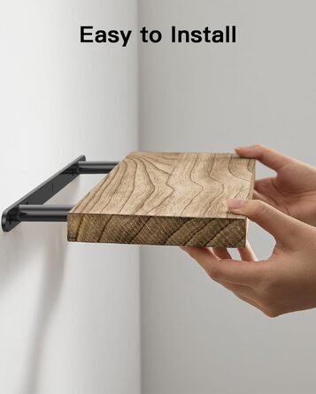 Настінна полиця AMADA HOMEFURNISHING з дерева Paulownia 40x15x2.5 см, світло-коричнева - для вітальні, спальні, кухні, офісу