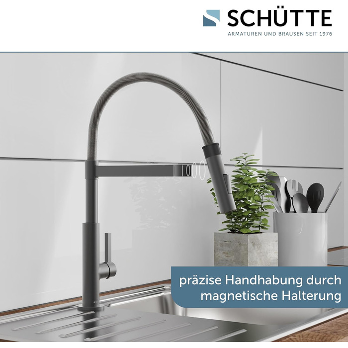 Змішувач кухонний SCHÜTTE Miami 79142 графіт, з висувним душем, одинарний важіль