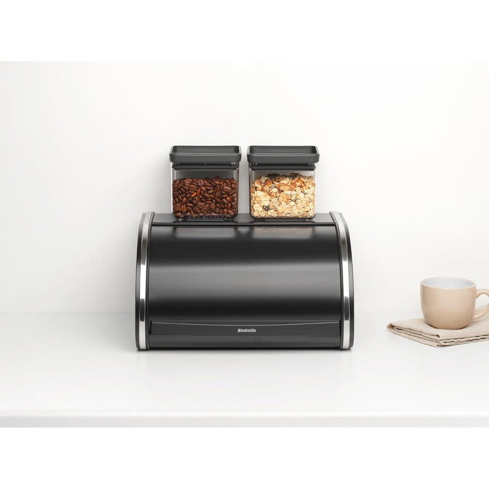 Хлібниця Brabantia Rollbrotkasten для хліба та булочок, сталева, матово-чорна, середній розмір