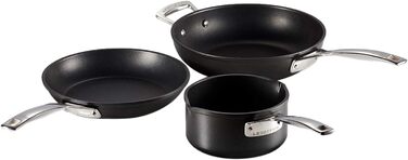 Набір каструль Le Creuset 3 шт. з антипригарним покриттям, діаметр 16, 24, 26 см, для всіх типів плит (в т.ч. індукційних), антрацит/срібло