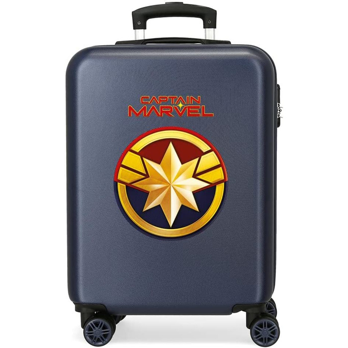 Дитяча валіза Marvel Avengers, жорсткий корпус, синя, 37x55x20 см, 34 л, ABS, з кодовим замком, 4 подвійні колеса, ручна поклажа