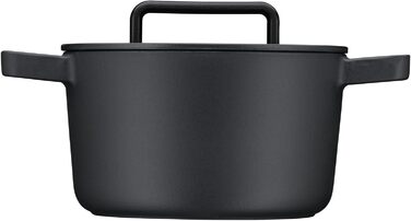 Жаровня WMF Flavour 22 см, чавунна, для індукції, емальована, чорна, з кришкою з конденсаційними виступами, сучасний дизайн