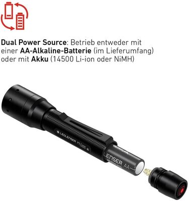 Ліхтарик Ledlenser P5 Core компактний LED, 150 лм, фокусування, 1x AA, 90 м, з батарейкою, акумуляторний