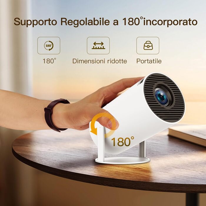 Портативний проєктор LYNCAST HY300 Pro: Wi-Fi, Bluetooth, Android 11, 1080P/4K, обертання 180°, для дому та на вулиці