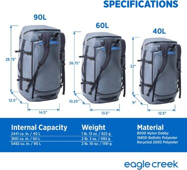 Сумка-баул Eagle Creek Cargo Hauler 40 л, стійка до води та зносу, з переробленого поліестеру, Glacier Blue
