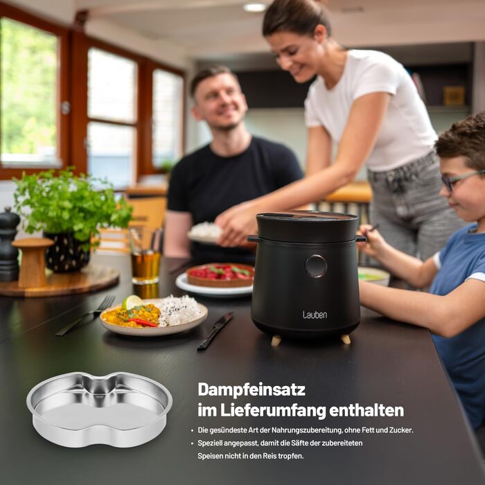 Мультиварка Lauben для рису 1.5л, 350W, 9 програм, цифровий дисплей, антипригарне покриття