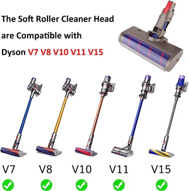 М'яка роликова турбощітка AINUO для Dyson V7/V8/V10/V11/V15/SV10/SV11, насадка для акумуляторного пилососа