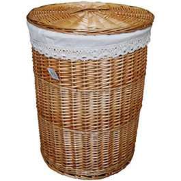 Кошик для білизни DVier натуральний, бежевий, круглий, лоза, D39×H55 см