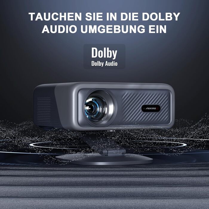Smart проектор VISSPL 4K WiFi Bluetooth: Dolby Audio, 4000 ANSI, Автофокус, Трапецеїдальна корекція, для дому та вулиці, чорно-сірий