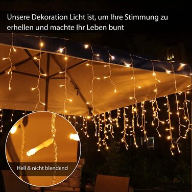 Світлодіодна гірлянда-завіса interGo Eisregen 15м, 600 LED, теплий білий колір, IP44 вологозахищена, 8 режимів з таймером для вулиці та дому