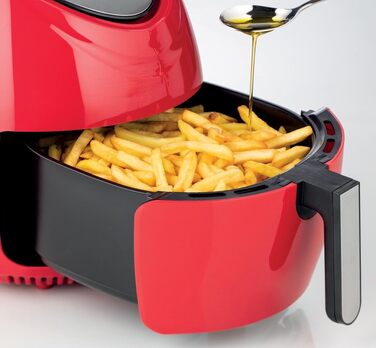 Аерофритюрниця Ariete Airy Fryer XXL 4618, 7 л, 1800 Вт, сенсорний LCD-дисплей, 7 програм, таймер 60 хв, червона