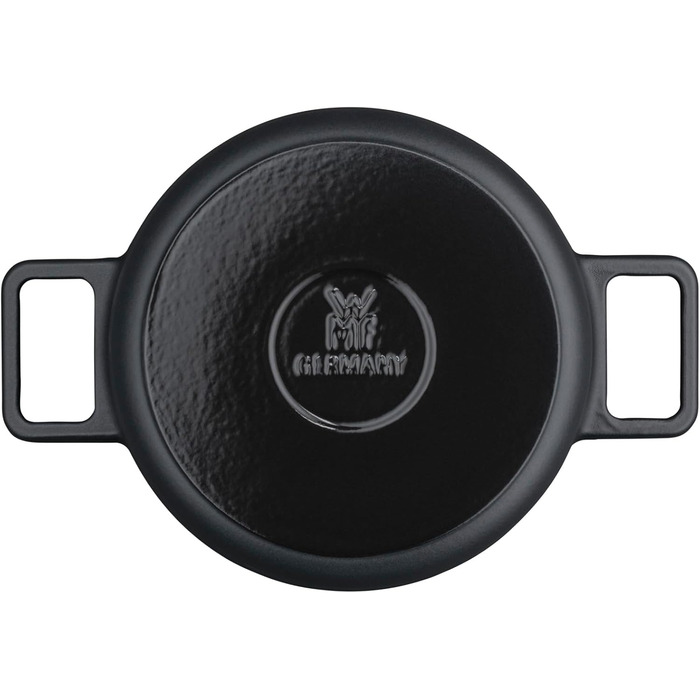 Жаровня WMF Flavour 22 см, чавунна, для індукції, емальована, чорна, з кришкою з конденсаційними виступами, сучасний дизайн