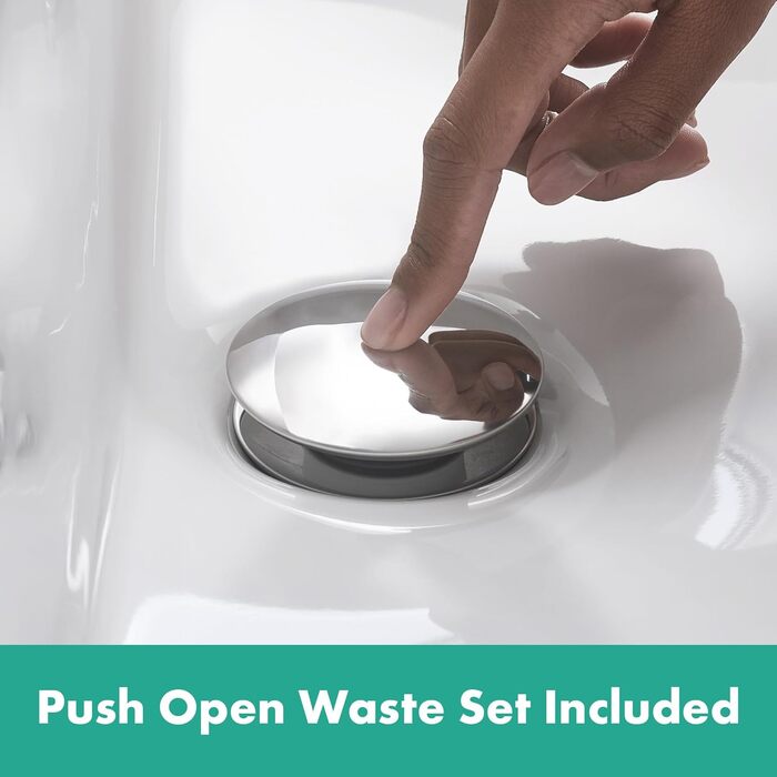 Змішувач для ванної кімнати Hansgrohe Logis Fine з Push-Open, вилив висотою 110 мм, EcoSmart, хром