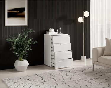 Комод Stella Trading SPICE, білий глянець, сучасний, 50x80x40 см, з великим місцем для зберігання, для вітальні
