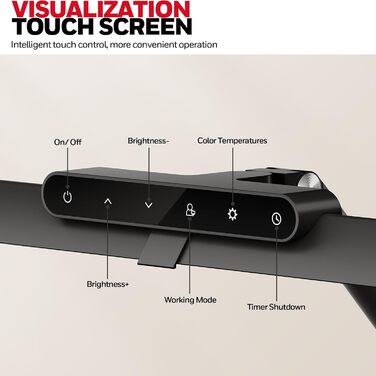 Світлодіодна настільна лампа Honeywell Sunturalux HJ1 з кліпсою для офісу та дому, диммована, захист для очей, гнучка двосекційна архітекторська лампа з сенсорним керуванням