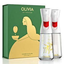 Набір скляних розпилювачів для олії FLAIROSOL OLIVIA, 2 шт по 200 мл, дозатор для кухні, гриля та аерофритюрниці, білий