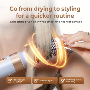 Hairstyler UKLISS Pro 7-в-1 з іонізацією: фен-щітка, кругла щітка, аерощітка для волосся, мультистайлер (білий)