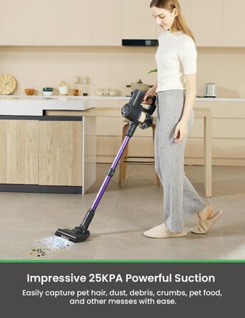 Пилосос Vactidy Blitz V8Pro акумуляторний, 25 кПа, бездротовий, до 40 хв роботи, для твердих підлог і шерсті тварин, оновлена щітка, самостійно стоїть