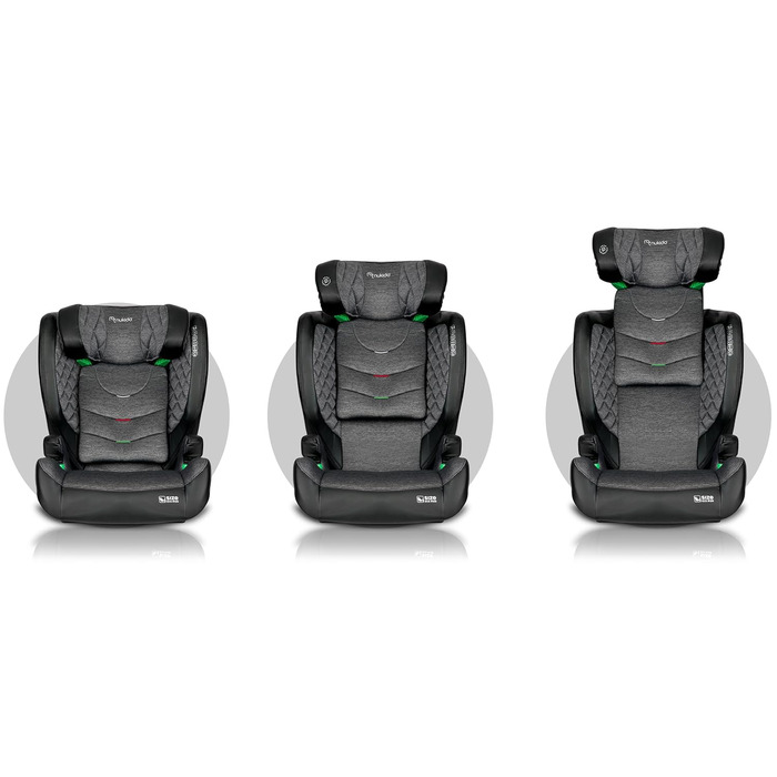Автокрісло Nukido для дітей 15-36 кг, 4-12 років, ISOFIX, регулювання підголівника та нахилу, Louis (темно-сірий)