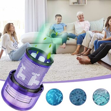 HEPA фільтр для пилососа Dyson V12 Detect Slim, комплект 3 фільтри + щітка, змінний фільтр 971517-01, аксесуари для акумуляторного пилососа
