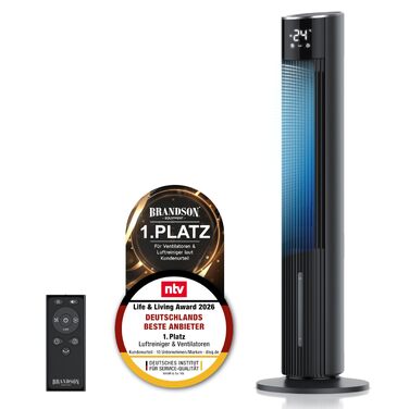 Brandson ECO GREEN Турельний вентилятор з водяним охолодженням та WiFi (Smart Home/Alexa) - Чорний матовий