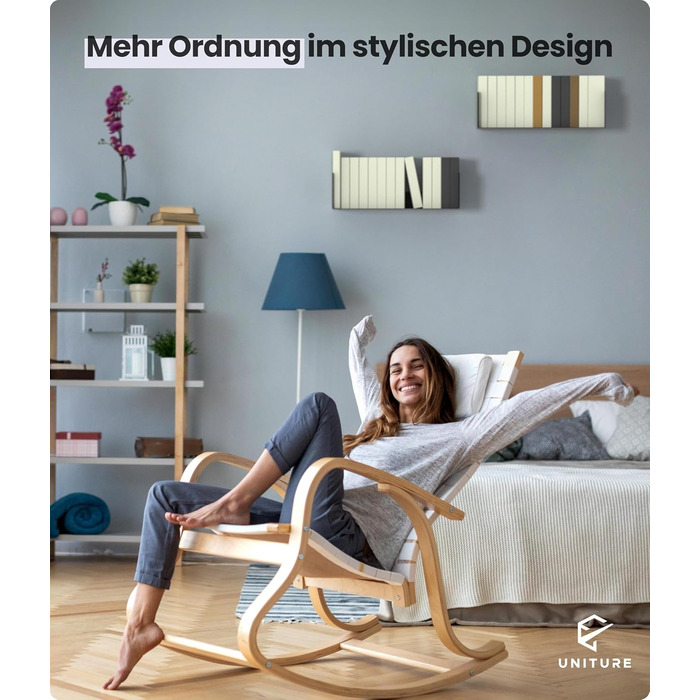 UNITURE® Полиця настінна плаваюча 2 шт. 40 см - Чорна, для книг та фотографій