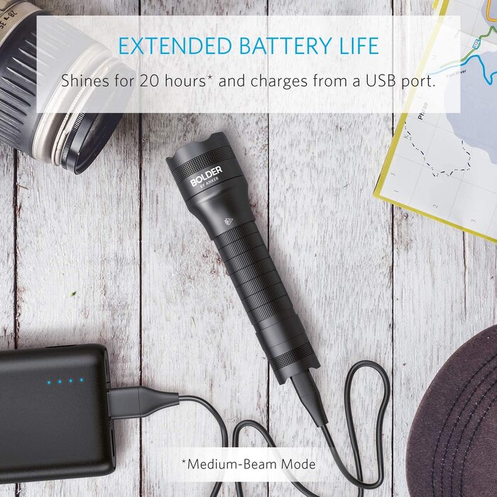 Ліхтарик Anker Bolder LC40, LED, 400 люмен, водонепроникний IP65, акумуляторний, для кемпінгу, 5 режимів