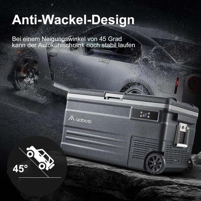 Автомобільний компресорний холодильник AAOBOSI 74L з Wi-Fi, LED, 12/24V/220V для кемпінгу, подорожей, авто, човна