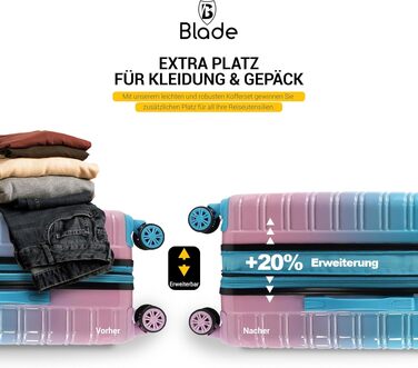 Набір валіз Blade 3 шт. розширювані - полікарбонатні валізи на колесах з TSA замком - блакитно-рожевий