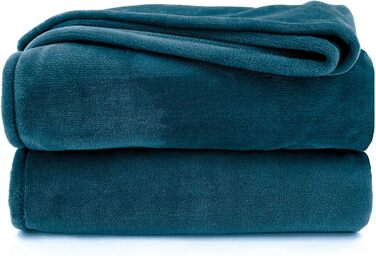 Плед флісовий Heimtexland Super Soft XXL 220x240 см, фланель, теплий, без ворсу, сертифікат OEKO-TEX, темно-петрольний смарагдовий