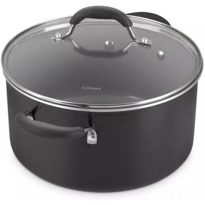 Набір посуду Cuisinart Ceramica XT 11 предметів: каструлі, сковороди, сотейник, пароварка, антипригарне керамічне покриття з титановим зміцненням, без PTFE, PFOA та PFAS, чорний
