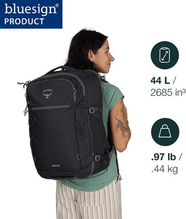 Рюкзак для подорожей Osprey Daylite Carry-On 44 л, чорний, міцний та легкий, ручна поклажа