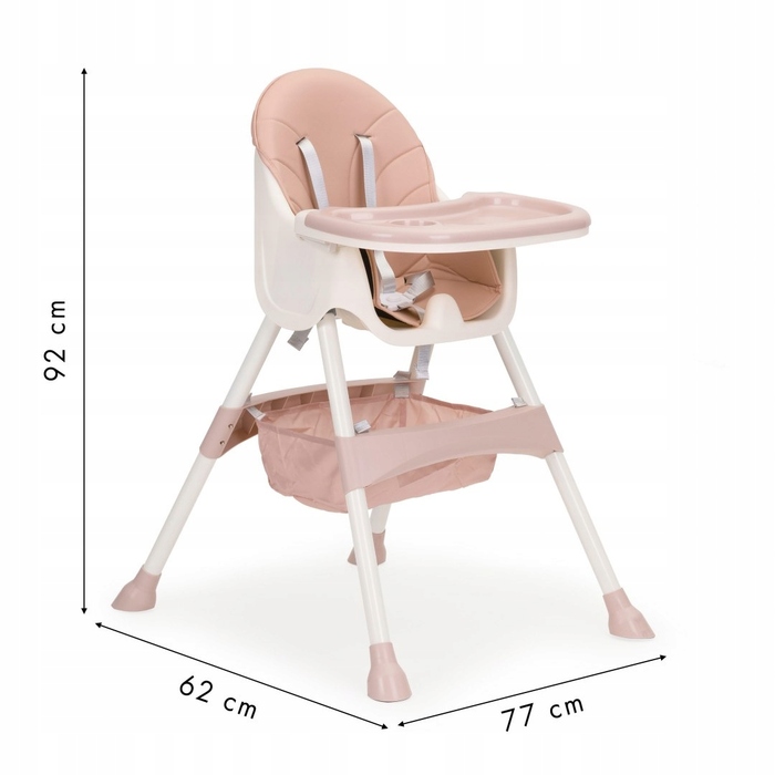 Стілець для годування 2в1 з 5-точковими ременями ECOTOYS, рожевий