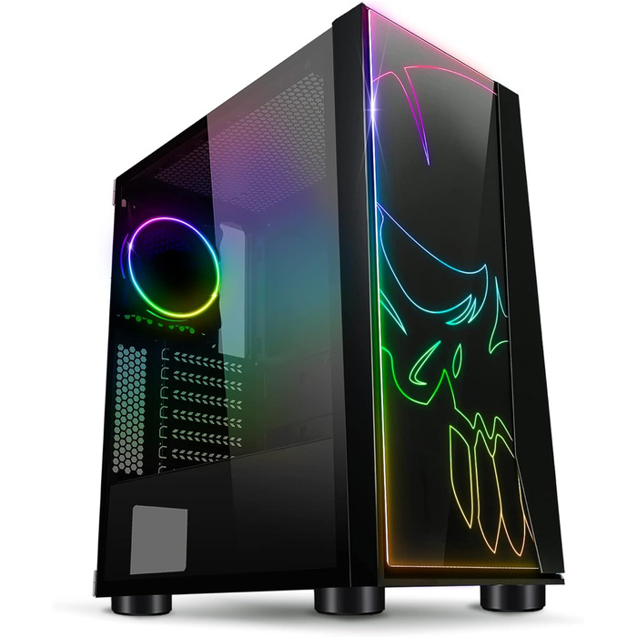 Корпус для ПК SPIRIT OF GAMER Ghost One RGB з гартованим склом, 60 режимів підсвітки, 2 адресовані 120 мм вентилятори, сумісний з Aura/MSI