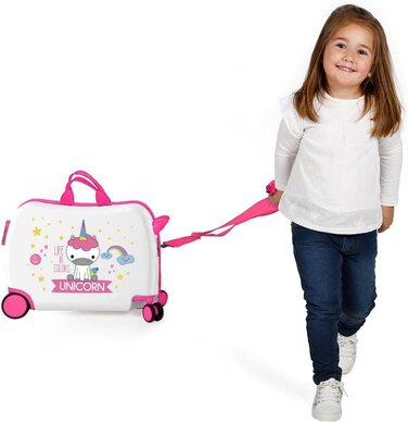 Дитяча валіза Roll Road Little Me, Єдиноріг, біла, 50x38x20 см, ABS-пластик, 34 л, 4 колеса, кодовий замок