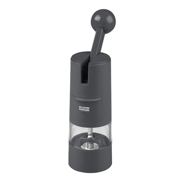 Набір млинків для солі та перцю KUHN RIKON Ratchet Grinder, ручний млинок для спецій з регульованим керамічним механізмом, сірий